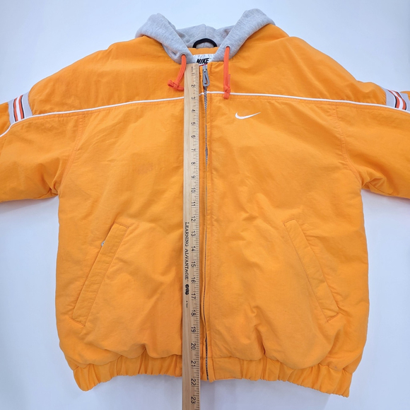 Vintage Techno Moto Nike Hooded Jacket Men’s Medium Orange Puffer Track Zip Y2K - Picture 10 of 12